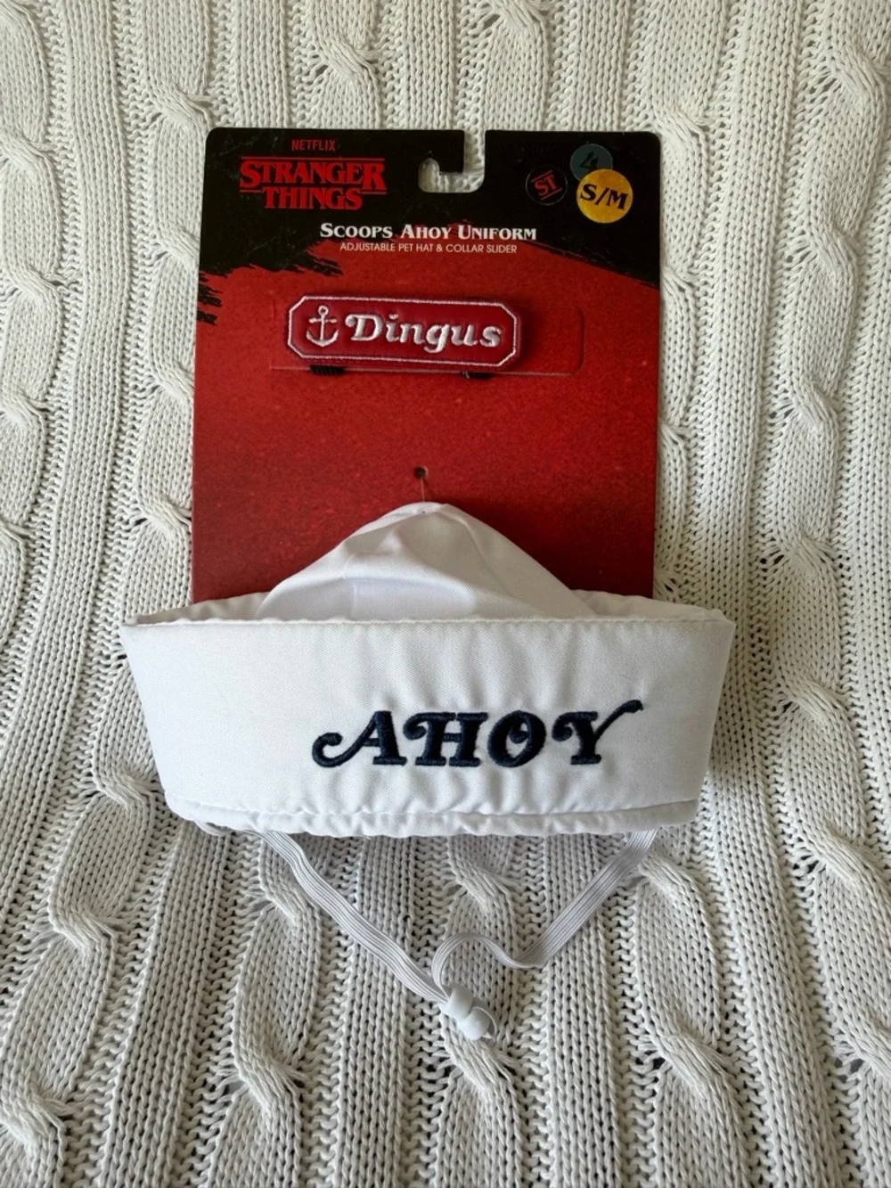 Stranger Things Halloween Costume NEW Scoops Ahoy Uniform Pet Hat Collar Dingus